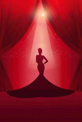 红色舞台灯光女王女生节女神妇女节插画背景 红色舞台灯光女王女生节女神妇女节插画背景