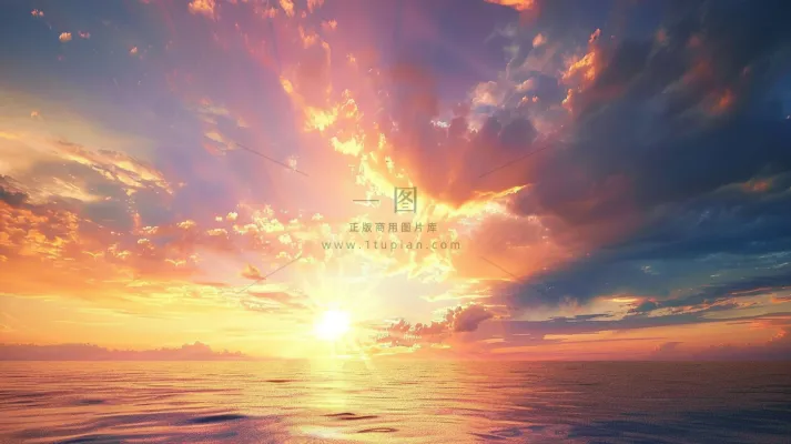 清晨日出朝霞云层山川摄影图