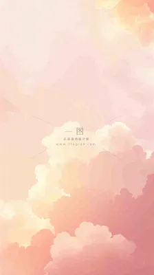 粉黄色渐变温暖云层白云可爱插画手绘