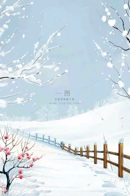 冬天白雪覆盖寒冷唯美雪景大寒插画背景 冬天白雪覆盖寒冷唯美雪景大寒插画背景