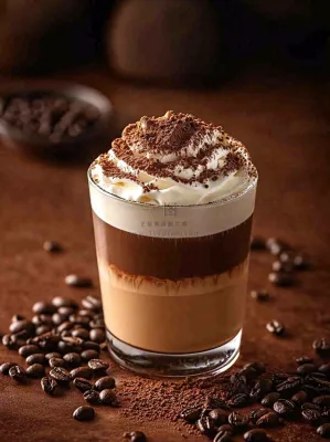 雪顶咖啡拿铁饮品摄影图