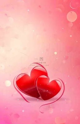 红色爱心粉色光圈立体插画情人节七夕背景 红色爱心粉色光圈立体插画情人节七夕背景