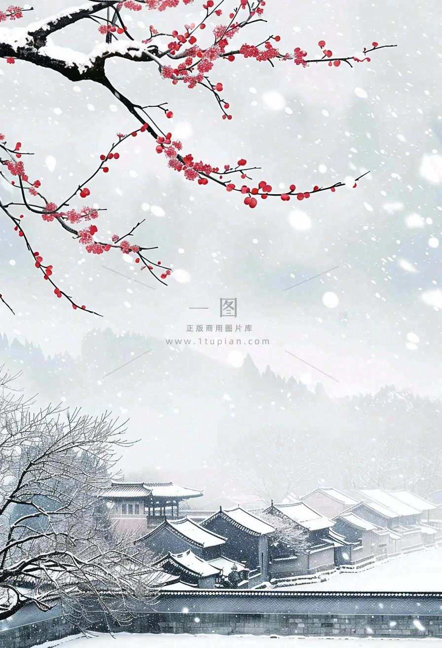冬天寒冷白雪结冰大寒摄影图