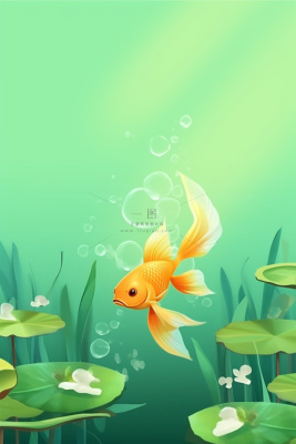 淡绿色荷叶金鱼池国风节气海报背景 淡绿色荷叶金鱼池国风节气海报背景