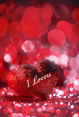 红色爱心love灯光亮片浪漫闪耀情人节七夕背景