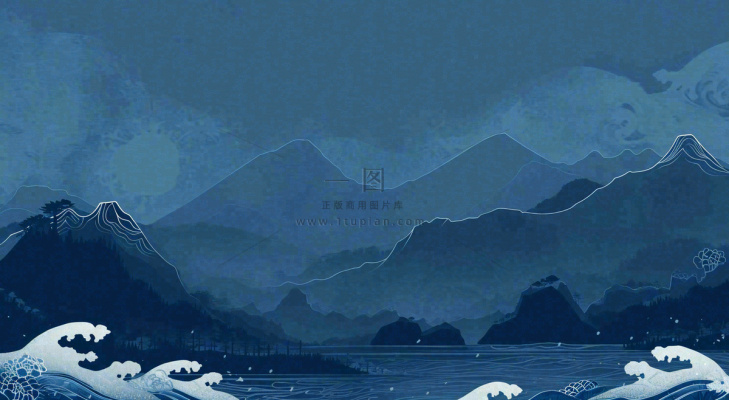 中国风意境山脉雪山海浪蓝色云层,末日暗黑恐怖 中国风意境山脉雪山海浪蓝色云层,末日暗黑恐怖