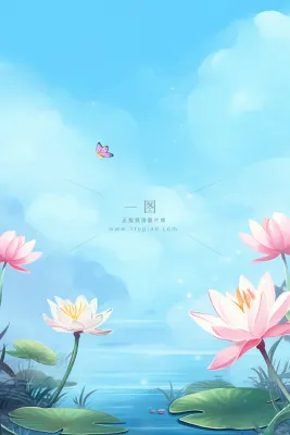 中国风清新荷花简约背景