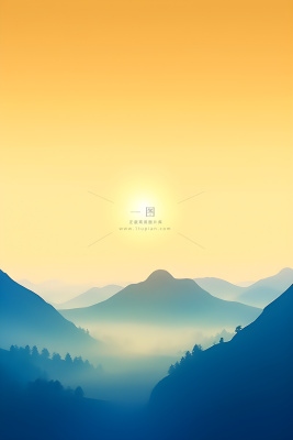 山脉蓝天渐变大气背景