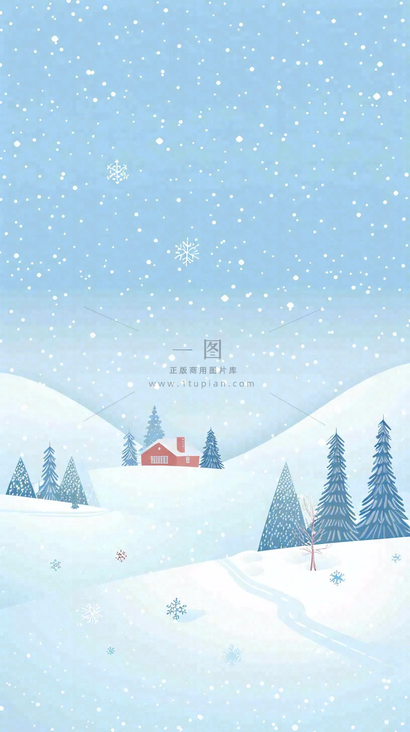 冬天白雪覆盖寒冷唯美雪景大寒插画背景
