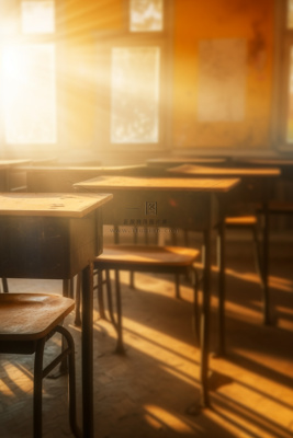 教室课桌光点摄影图