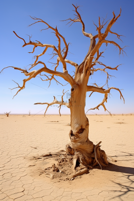 干旱干枯树木缺水干裂土地摄影图