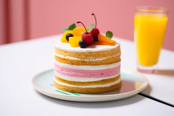 下午茶松塔水果蛋糕果汁摄影图