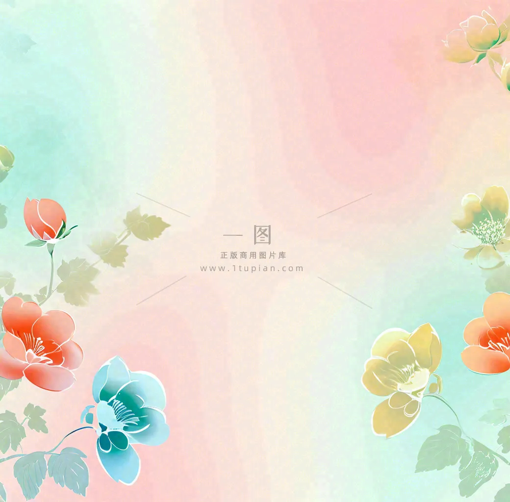 彩色简约鲜花花束郁金香渐变花朵