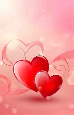 红色爱心粉色光圈立体插画情人节七夕背景 红色爱心粉色光圈立体插画情人节七夕背景