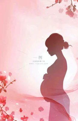 母亲节母爱孕妈妈剪影花瓣唯美插画背景 母亲节母爱孕妈妈剪影花瓣唯美插画背景