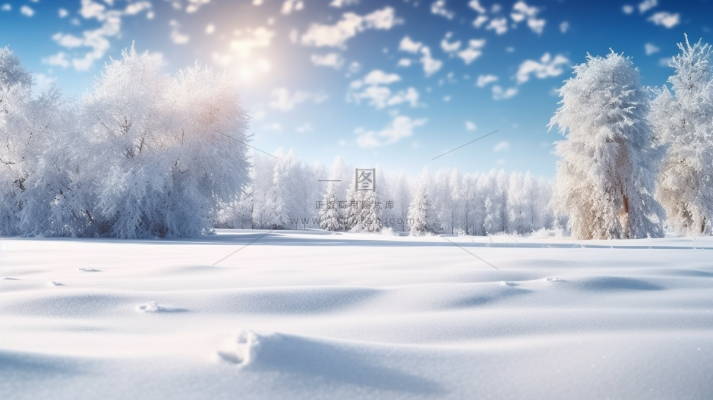 冬季下雪天白雪覆盖大地美景摄影图