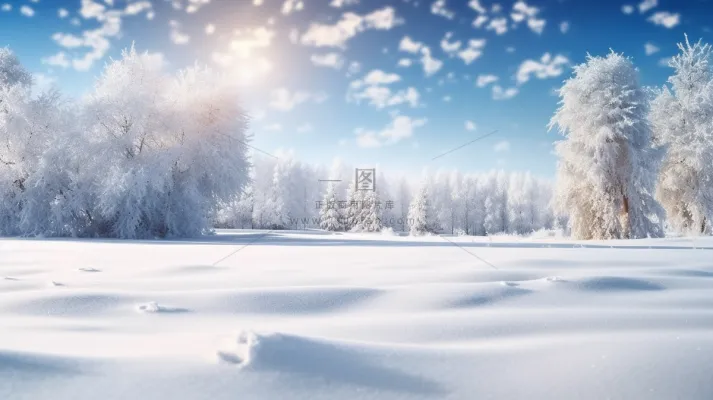 冬季下雪天白雪覆盖大地美景摄影图