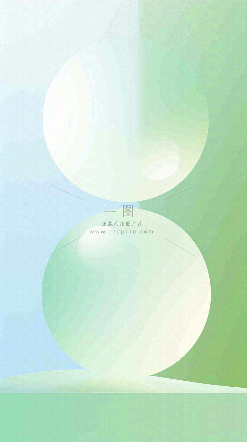 清新渐变背景前的彩色圆球,时尚