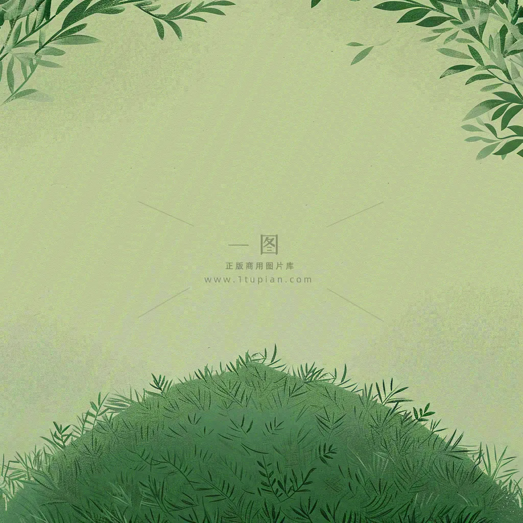 春天手绘绿草绿树