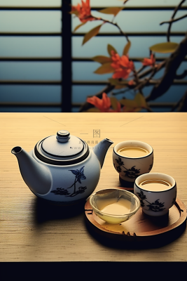 红茶茶文化精美茶具摄影图