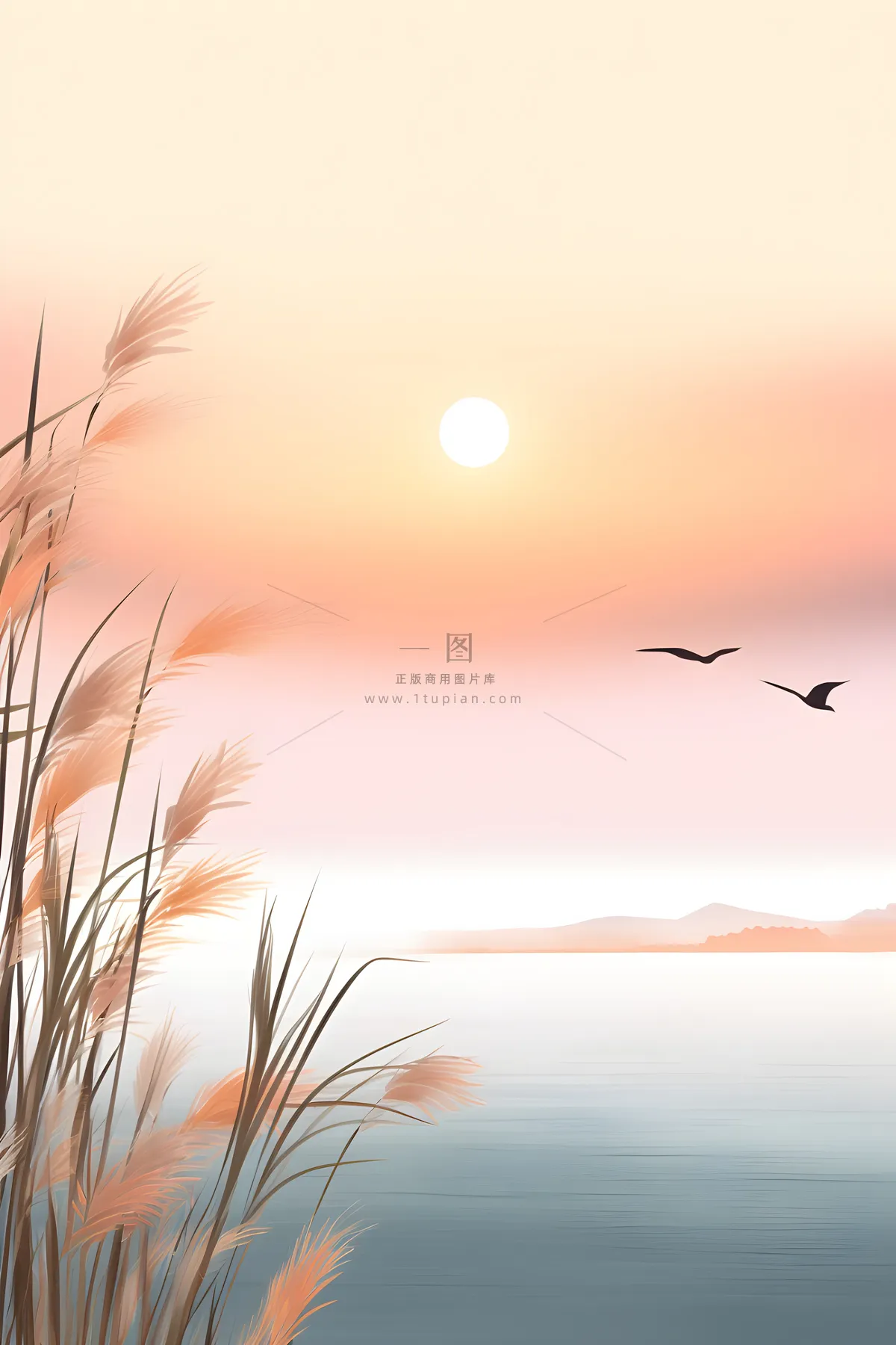 粉蓝渐变落日黄昏简约背景
