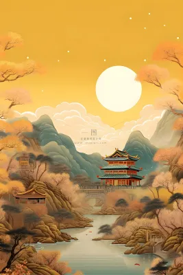 国风月亮淡雅渐变意境背景 国风月亮淡雅渐变意境背景