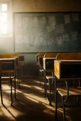 教室课桌光点摄影图