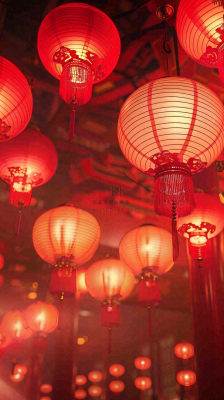 新春佳节红色灯笼元宵节小年除夕夜喜庆节日背景