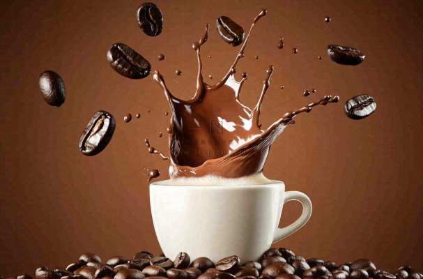 咖啡与牛奶的碰撞水花四溅饮品创意摄影图