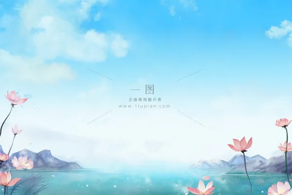 水墨大气国风荷花荷叶背景 水墨大气国风荷花荷叶背景