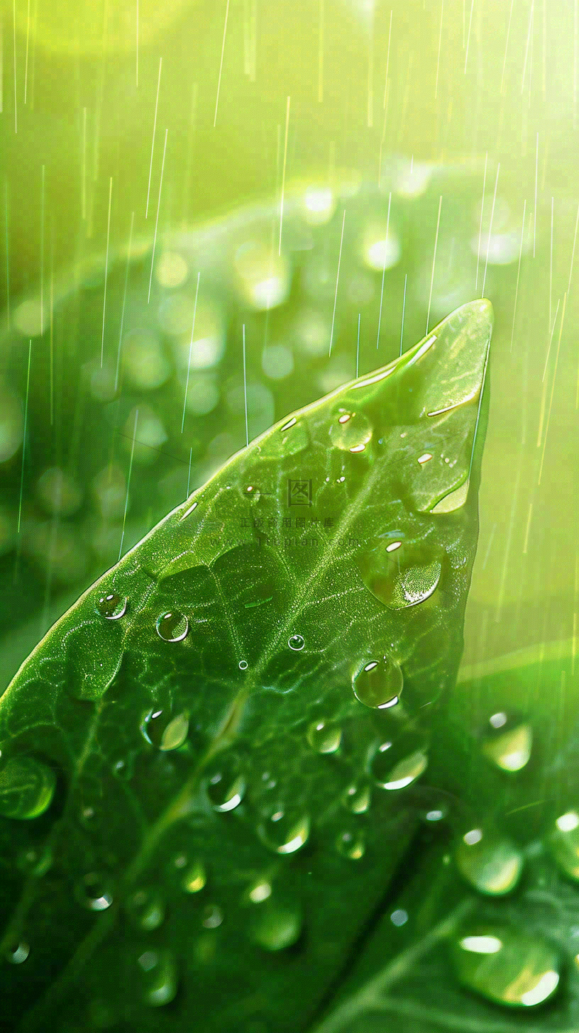 春天梅雨时节绿叶谷雨寒露摄影图