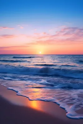 海边沙滩渐变浪漫落日背景