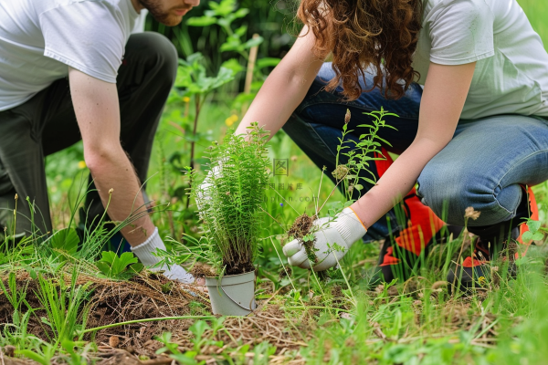 植树保护环境活动摄影图