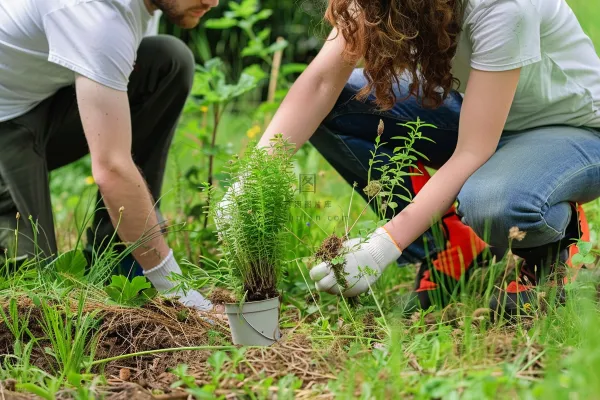 植树保护环境活动摄影图
