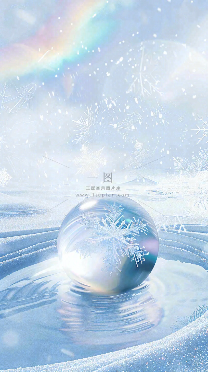 冬天结霜结冰的雪花霜降立冬摄影图