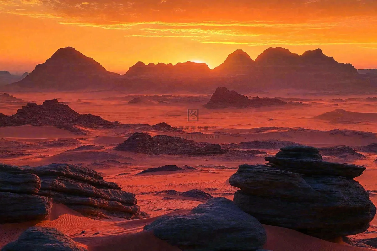 沙漠敦煌雅丹地貌黄土沙丘大漠风光摄影图