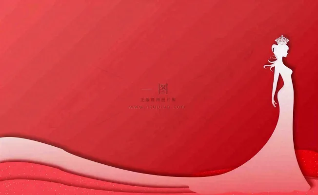 红色立体剪贴画女王女生节妇女节插画背景 红色立体剪贴画女王女生节妇女节插画背景