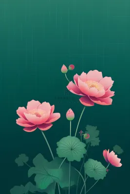 绿色高雅简约荷花国风背景 绿色高雅简约荷花国风背景