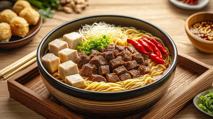 红烧牛肉面粉美食面食摄影图