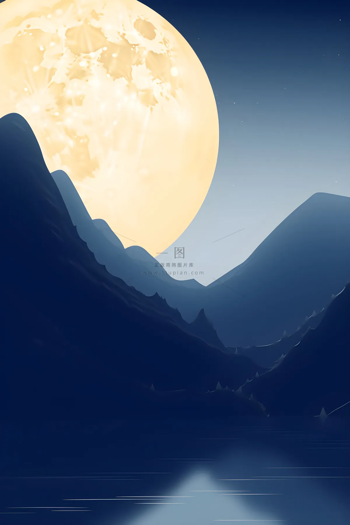 月光月亮山脉夜晚背景