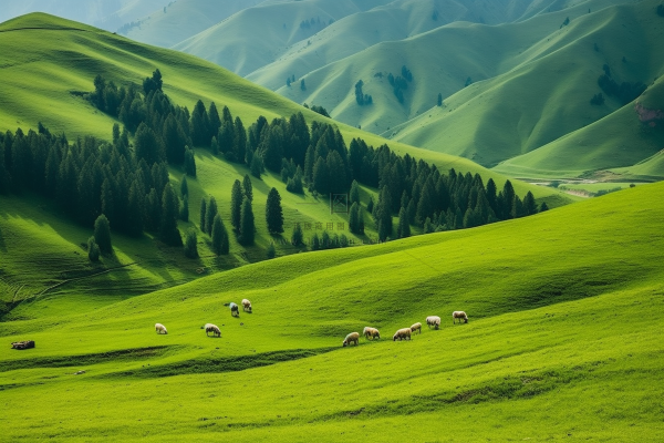 新疆春天草原风光大自然风景摄影图