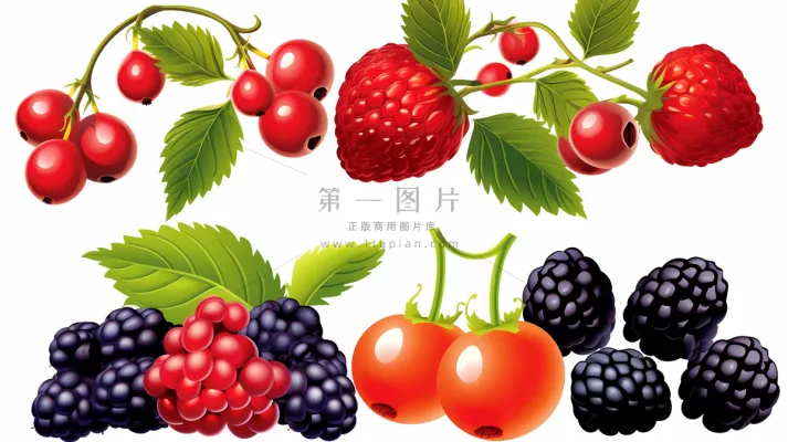 莓果水果卡通插画插图白色背景