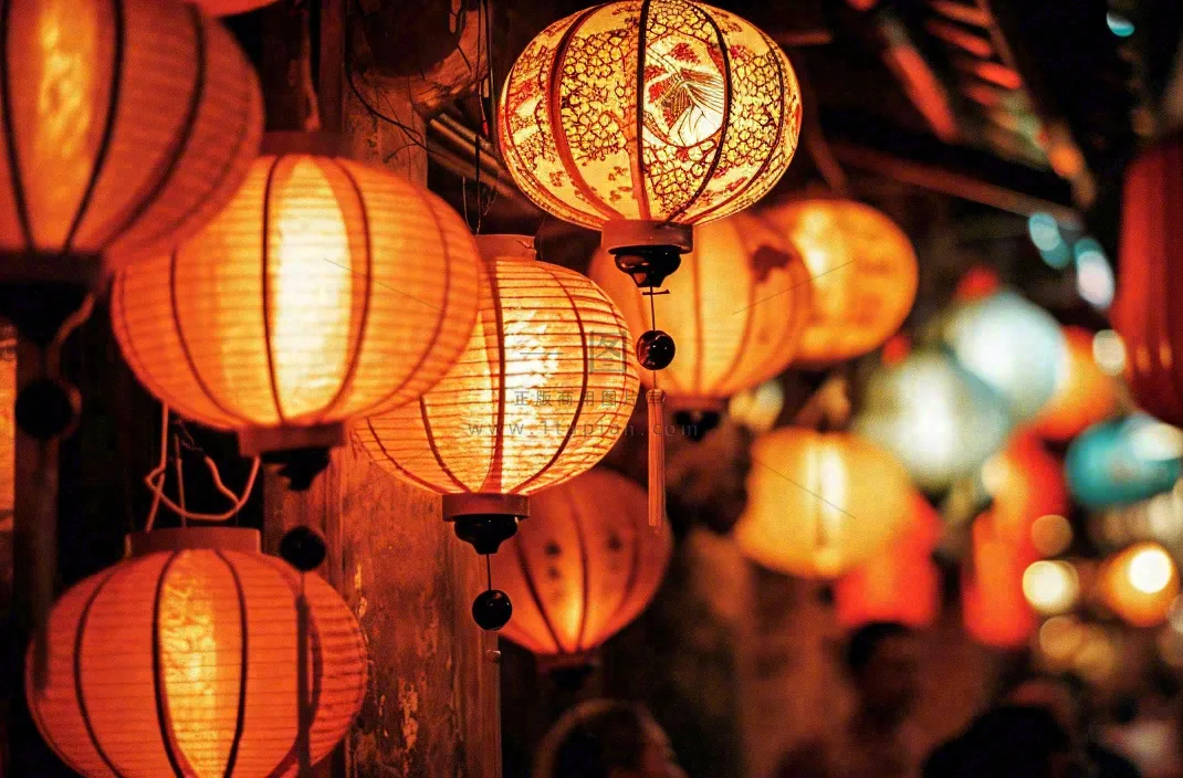 灯笼喜庆中秋佳节夜晚,元宵节摄影图