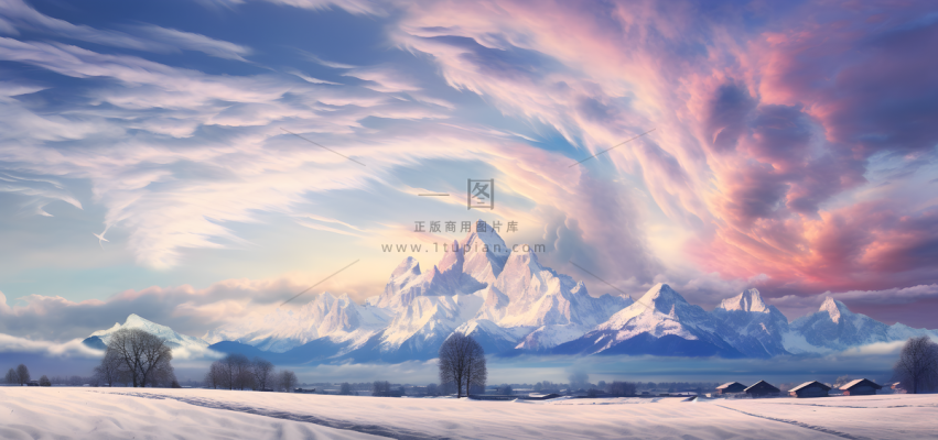 全景远景远处的雪山背景摄影图