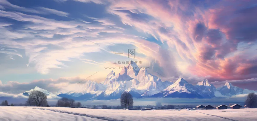 全景远景远处的雪山背景摄影图