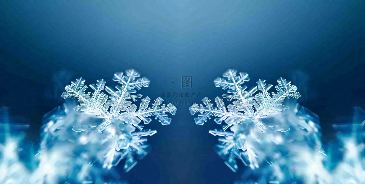 冬季雪花水晶蓝色寒冷小寒大寒大雪摄影图