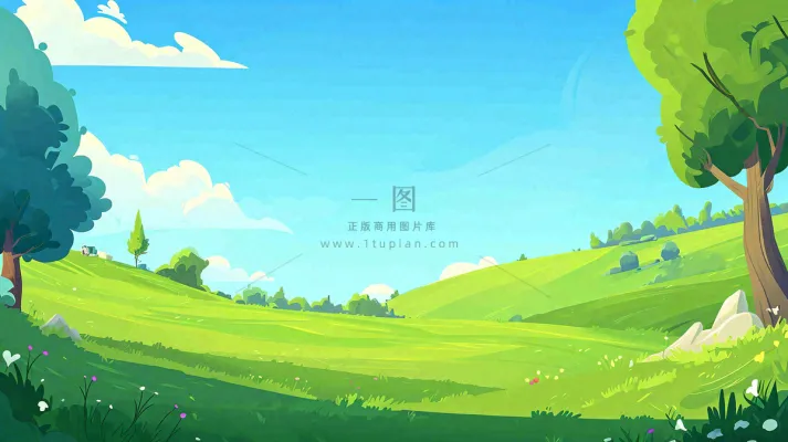 春天郊游青草树木动物蓝天清新，春分