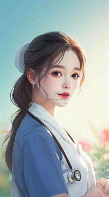 简约天空花草温馨护士医生枝叶插画 简约天空花草温馨护士医生枝叶插画