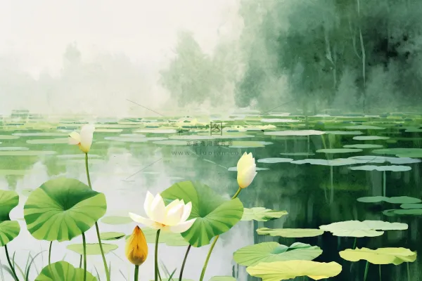 简约水墨绿色国风背景