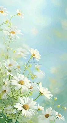 绿色清新野菊花特写春夏花朵摄影图